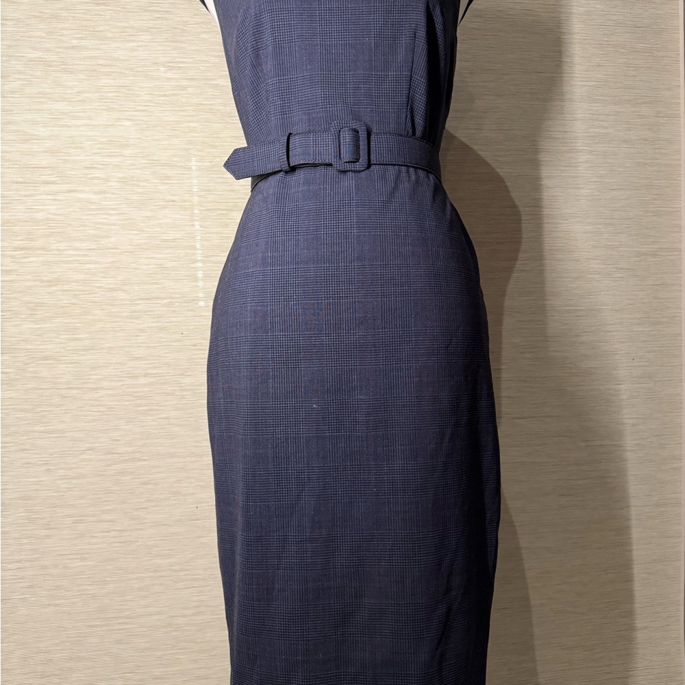 Brooks Brothers Navy Belted Midi Dress